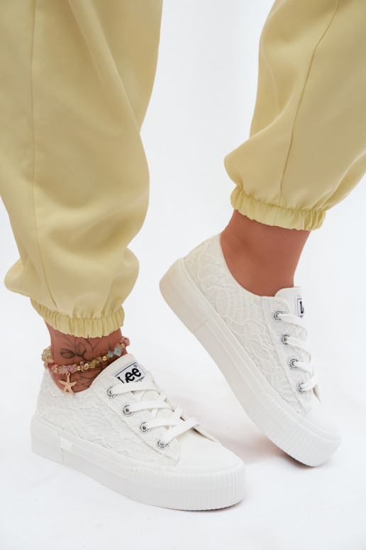 Casual shoes with lace motifs and platform LEE ISLA LACE INOMEN LOIN 50261003.1FG in white