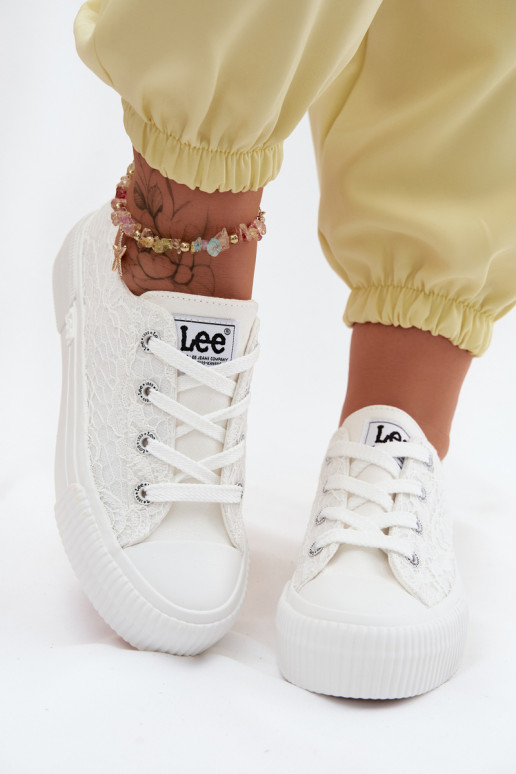 Dantelalı ve platformalı günlük ayakkabılar LEE ISLA LACE INOMEN LOIN 50261003.1FG beyaz
