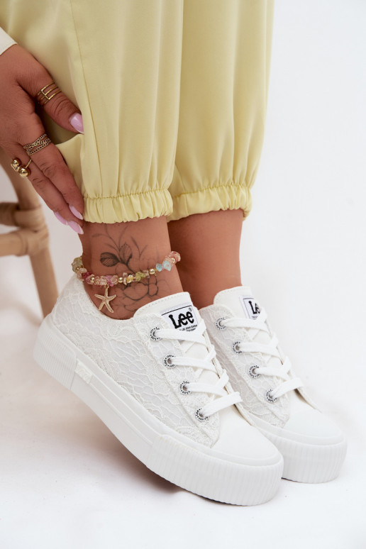 Casual shoes with lace motifs and platform LEE ISLA LACE INOMEN LOIN 50261003.1FG in white