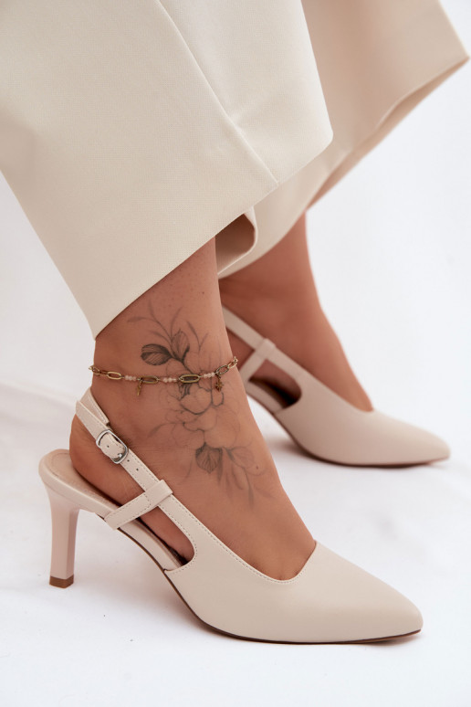 Women's High Heel Sandals Sergio Leone SK157 Beige