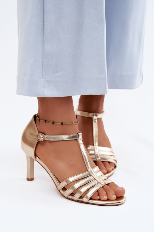 Women's Strappy Sandals With Slim Heel Sergio Leone SK132 Gold