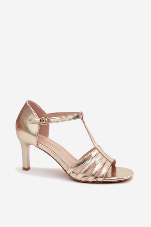 Women's Strappy Sandals With Slim Heel Sergio Leone SK132 Gold