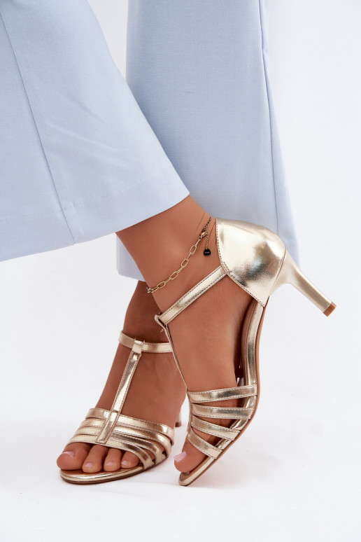 Women's Strappy Sandals With Slim Heel Sergio Leone SK132 Gold