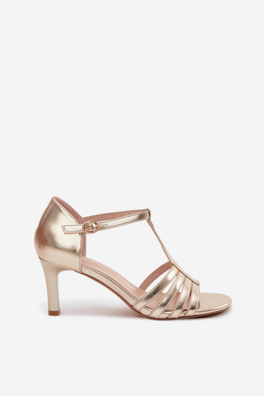 Women's Strappy Sandals With Slim Heel Sergio Leone SK132 Gold