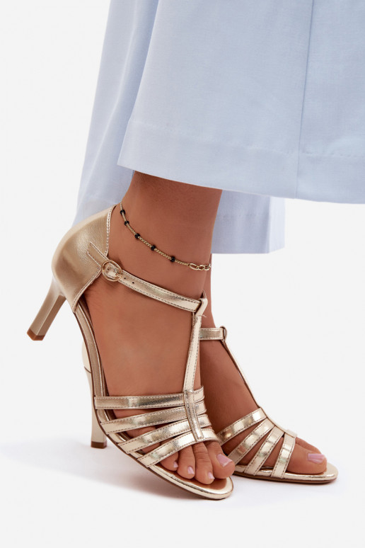 Women's Strappy Sandals With Slim Heel Sergio Leone SK132 Gold