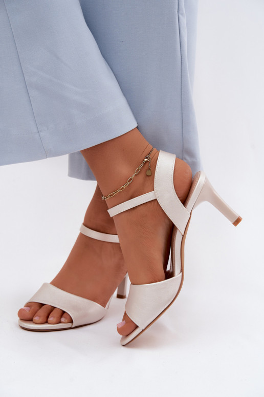 Women's Slim Heel Sandals Sergio Leone SK347 Silver