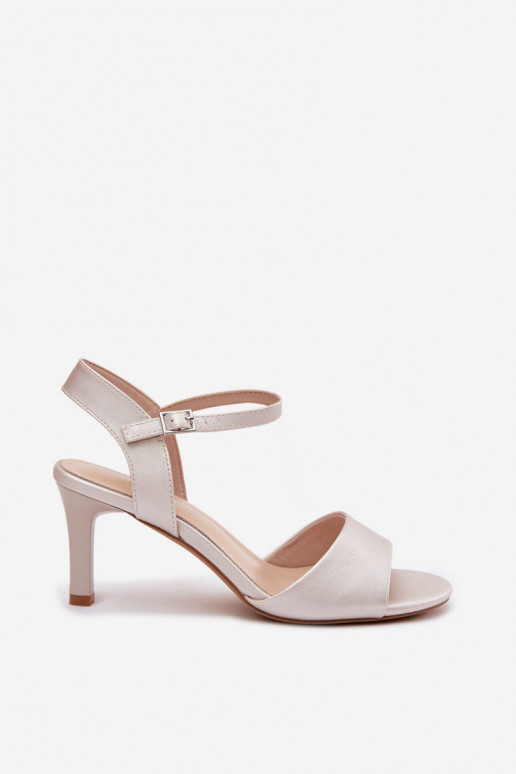 Women's sandals on a thin heel in silver color by Sergio Leone
