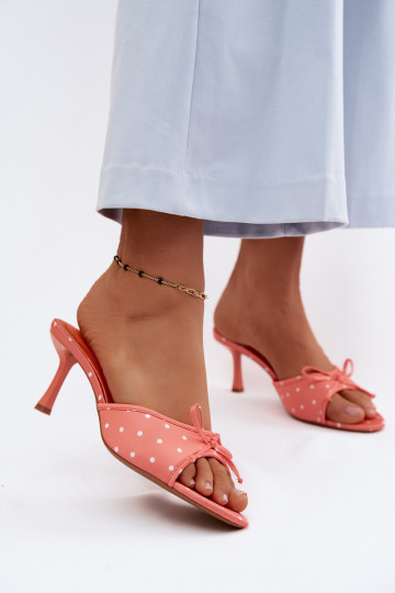 Women's Orange Polka Dot Heeled Bow Sandals Shinea 2