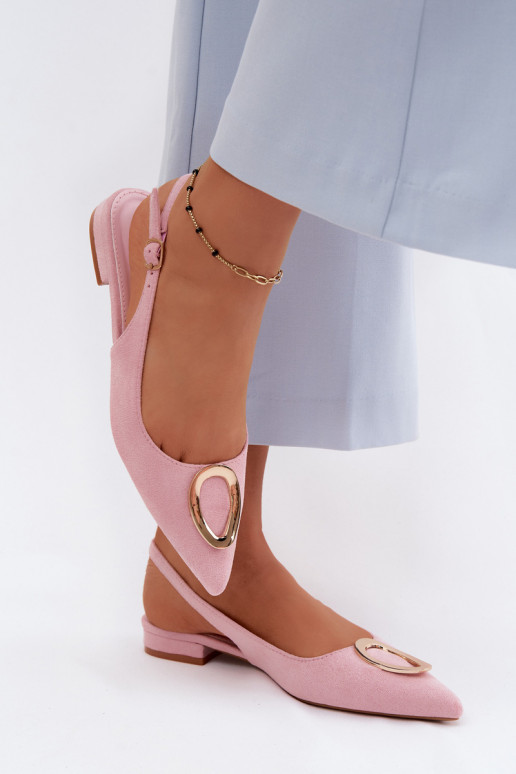 Women's Flat-Heeled Sandals With Decoration Pink Sparkle