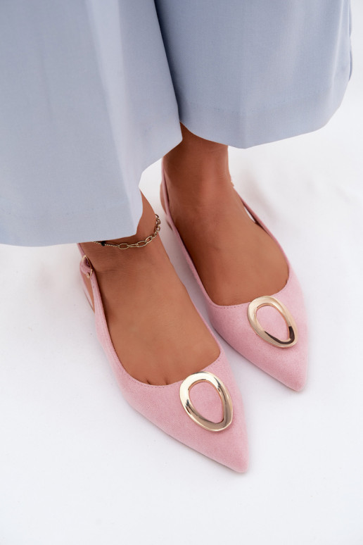 Women's Flat-Heeled Sandals With Decoration Pink Sparkle