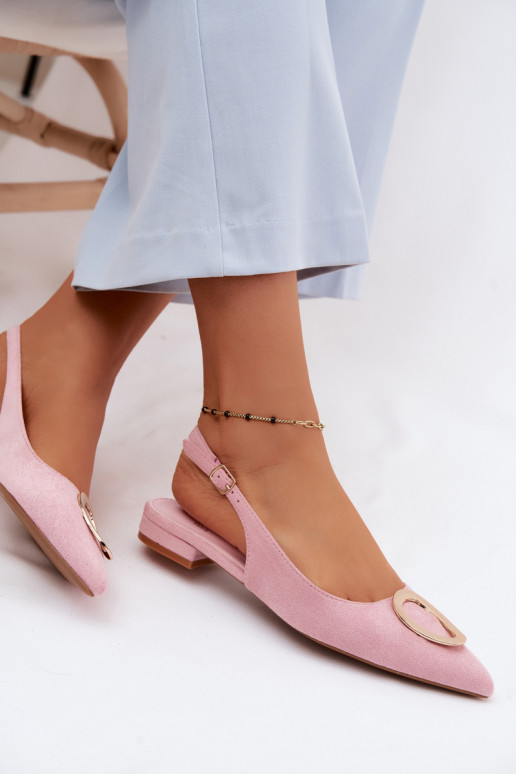 Women's Flat-Heeled Sandals With Decoration Pink Sparkle