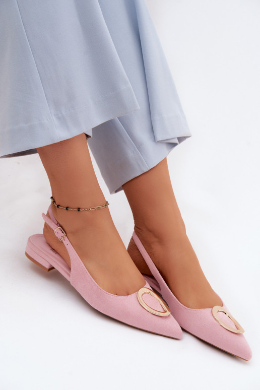 Women's Flat-Heeled Sandals With Decoration Pink Sparkle