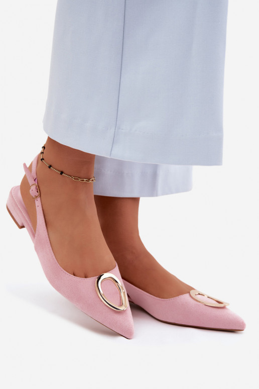 Women's Flat-Heeled Sandals With Decoration Pink Sparkle