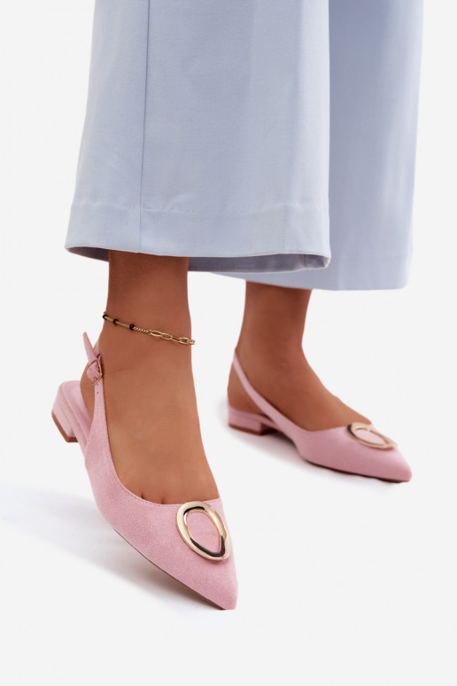 Women's Flat-Heeled Sandals With Decoration Pink Sparkle