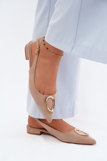 Women's Flat Beige Embellished Sandals Sparkle