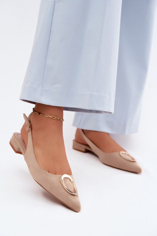 Women's Flat Beige Embellished Sandals Sparkle