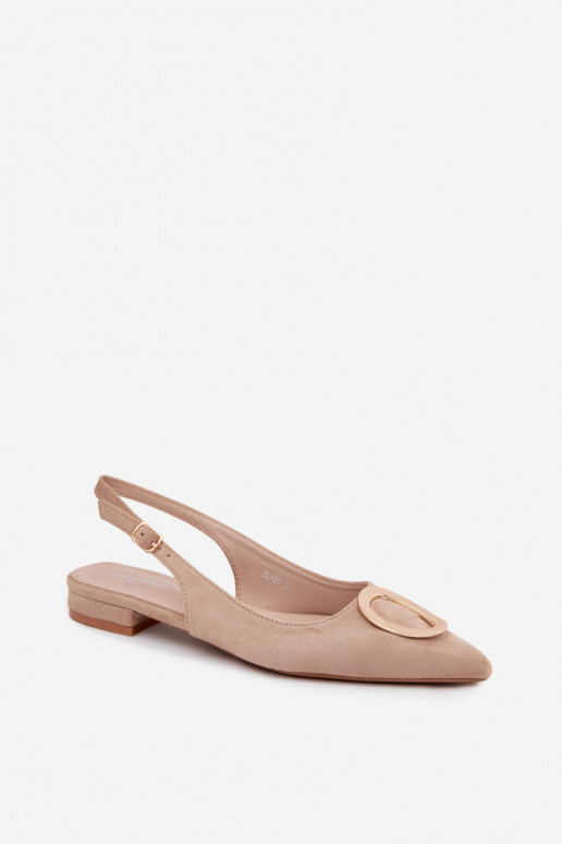 Women's Flat Beige Embellished Sandals Sparkle