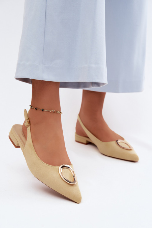 Women's Flat Heeled Sandals With Decoration Yellow Sparkle