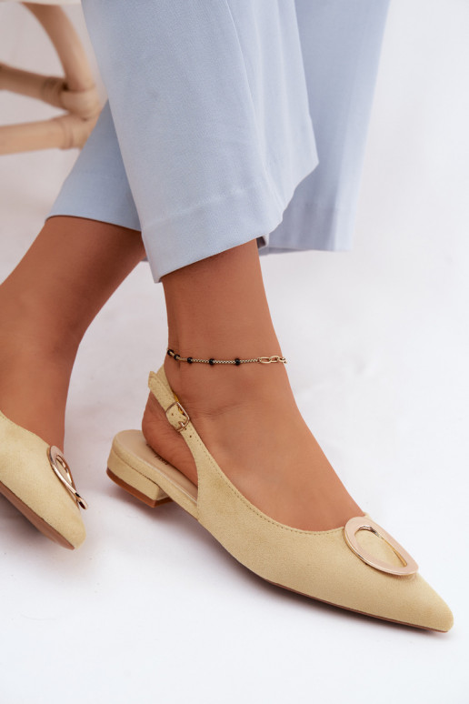 Women's Flat Heeled Sandals With Decoration Yellow Sparkle