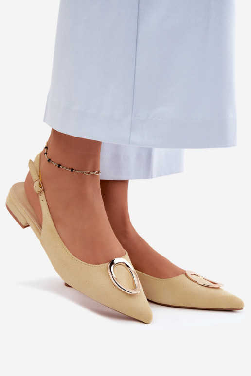 Women's Flat Heeled Sandals With Decoration Yellow Sparkle