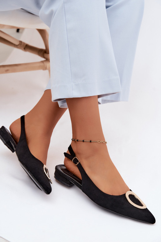 Women's Flat Heeled Sandals With Embellishment Black Sparkle