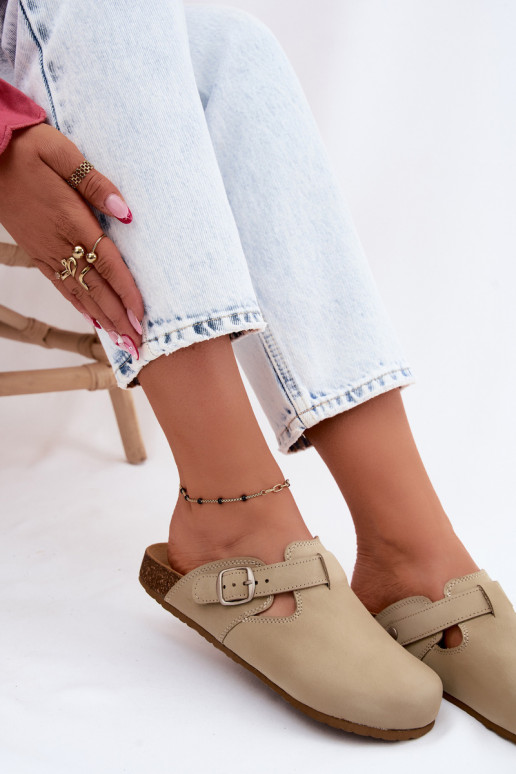 Leather Mules With Buckle Zazoo 1905 Pistachio