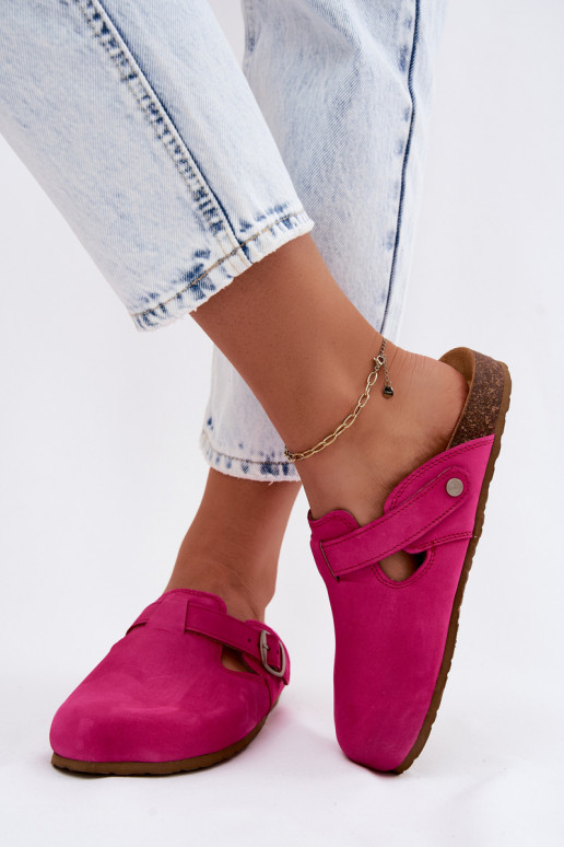 Leather Mules with Buckle Zazoo 1905 Fuchsia