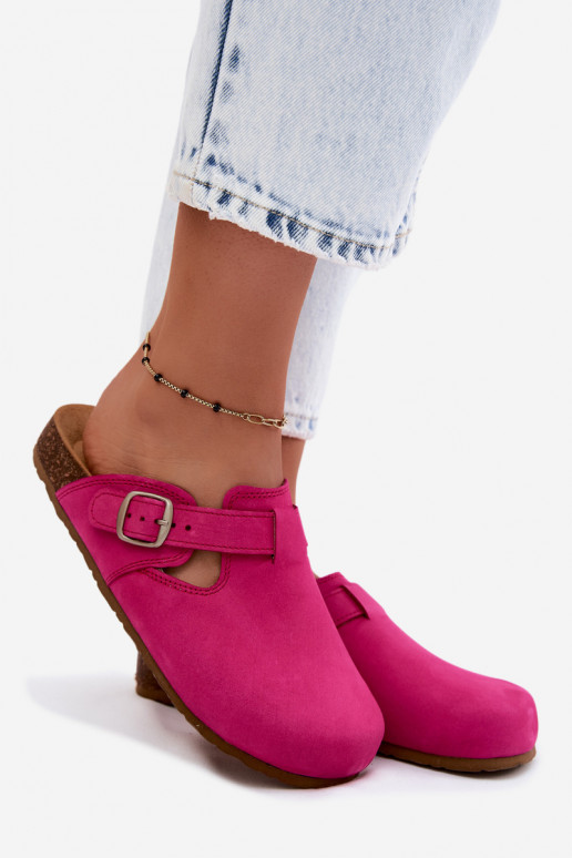 Leather Mules with Buckle Zazoo 1905 Fuchsia