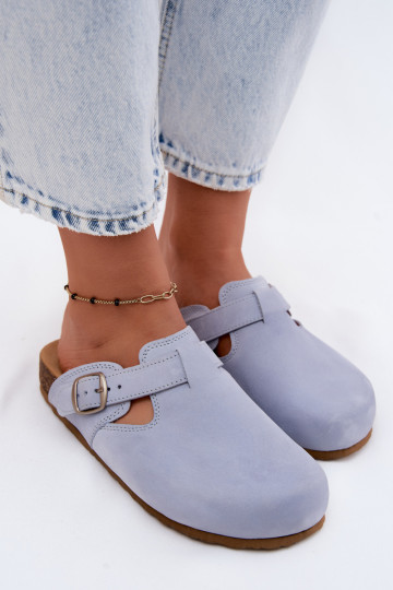 Leather Mules With Buckle Zazoo 1905 Blue