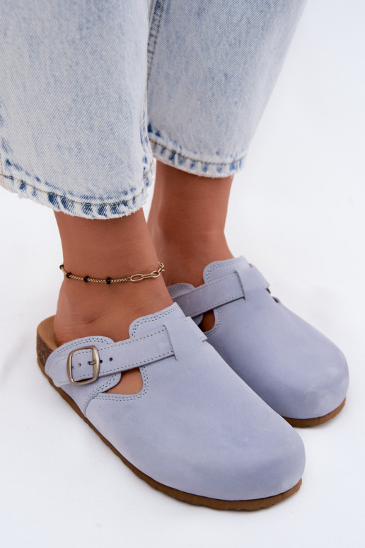 Leather Mules With Buckle Zazoo 1905 Blue