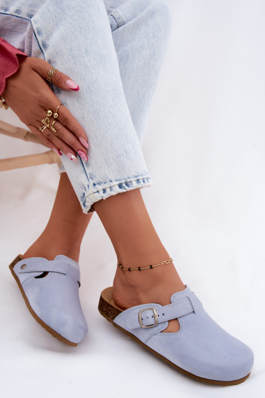 Leather Mules With Buckle Zazoo 1905 Blue
