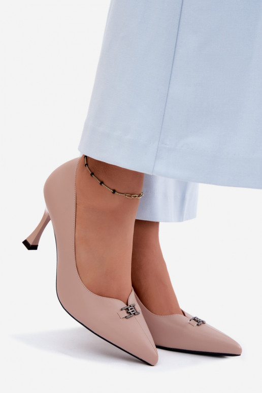Vinceza Beaded Detail Pumps Beige