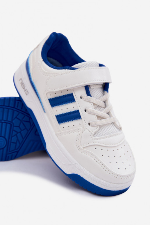 Sneakersy Dziecięce Na Rzep Biało-Niebieskie Neressa