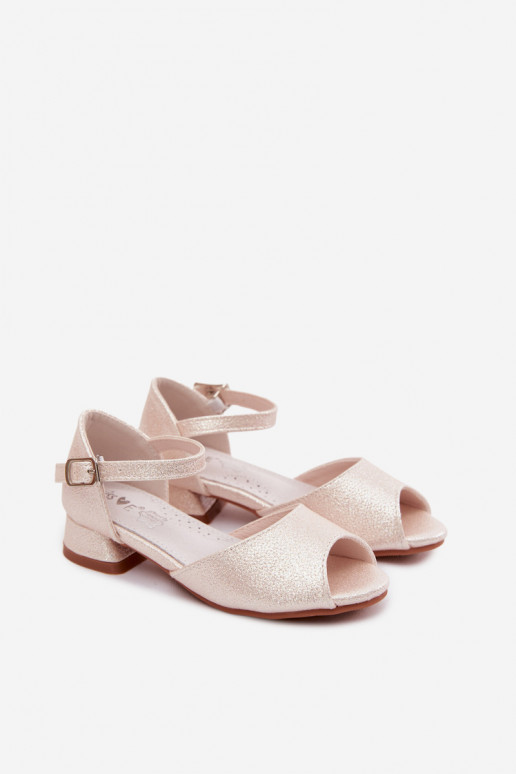 Shiny children's sandals sand color Pebble