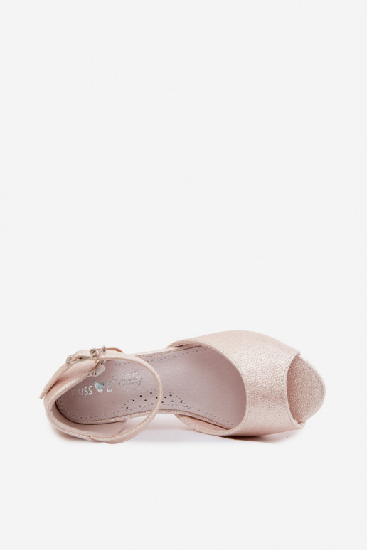Shiny children's sandals sand color Pebble