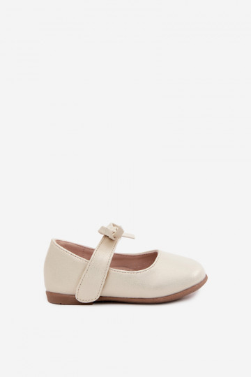 Children's ballerinas with sticky fasteners and bows sand color Drippy 2