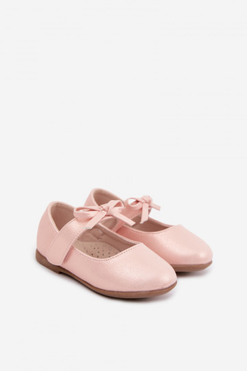 Children's ballerinas with sticky fasteners and bows pink Drippy
