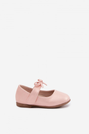 Children's ballerinas with sticky fasteners and bows pink Drippy 2