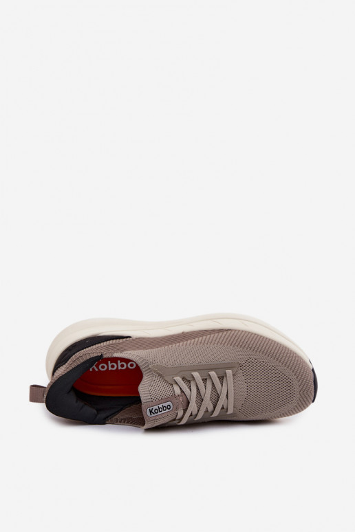 Buty Sportowe Męskie Materiałowe Sneakersy Wsuwane Na Platformie Kobbo 102421 Beżowe