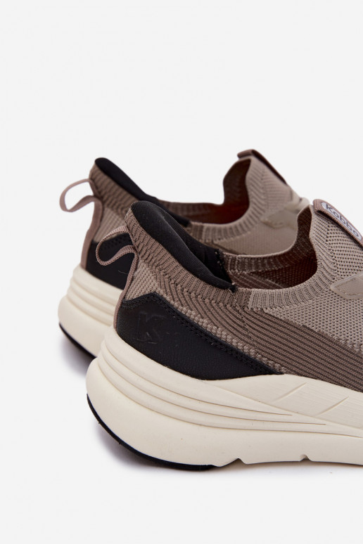 Buty Sportowe Męskie Materiałowe Sneakersy Wsuwane Na Platformie Kobbo 102421 Beżowe