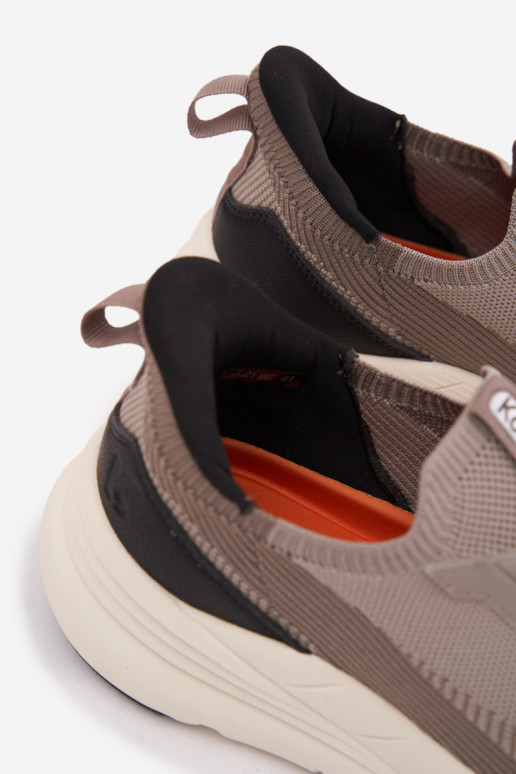 Buty Sportowe Męskie Materiałowe Sneakersy Wsuwane Na Platformie Kobbo 102421 Beżowe