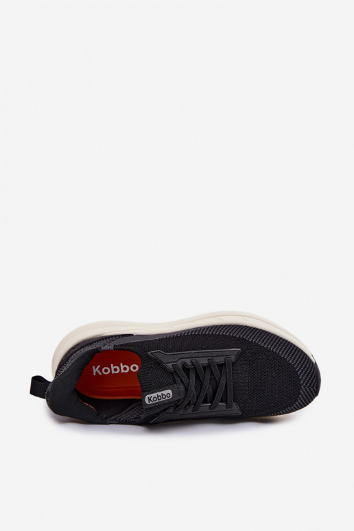Buty Sportowe Męskie Materiałowe Sneakersy Wsuwane Na Platformie Kobbo 102421 Czarne