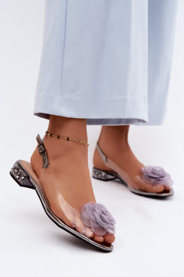 Women's transparent sandals with rose D&A MR61-9003 gray color 2