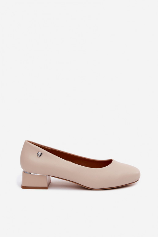 Sergio Leone PB417 faux leather heeled shoes in ivory