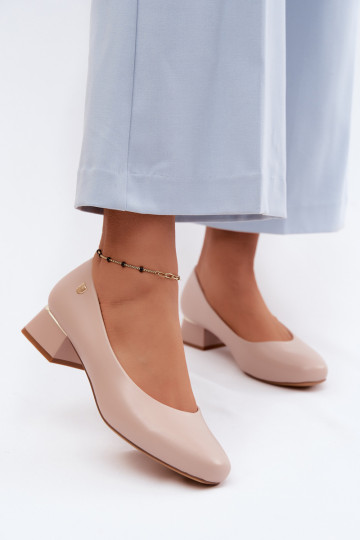 Sergio Leone PB417 faux leather heeled shoes in sand 2
