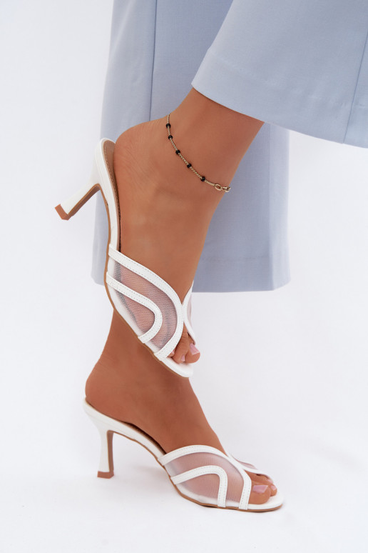 High Heel Pumps with Mesh White Starla