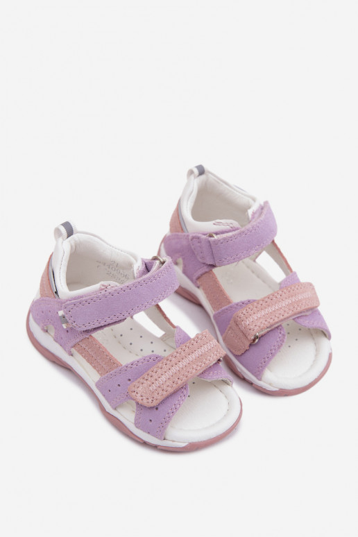 Leather Suede Sandals for Girls 84409-66 Bartek Purple