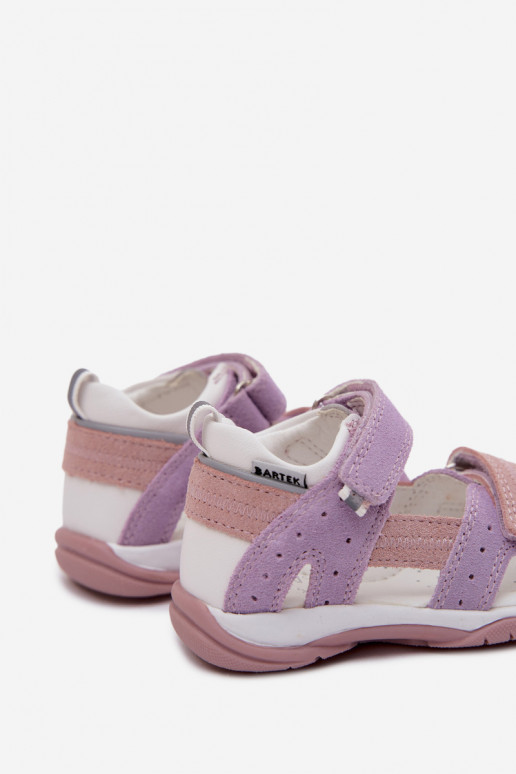 Leather Suede Sandals for Girls 84409-66 Bartek Purple