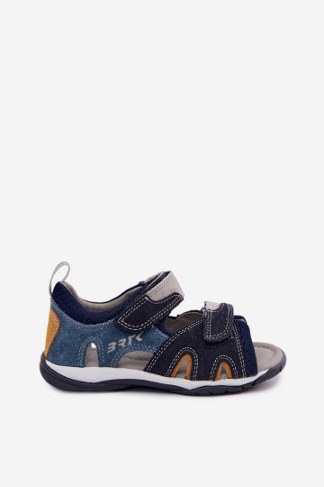 Bartek 84413-68 leather sandals for boys in dark blue 2