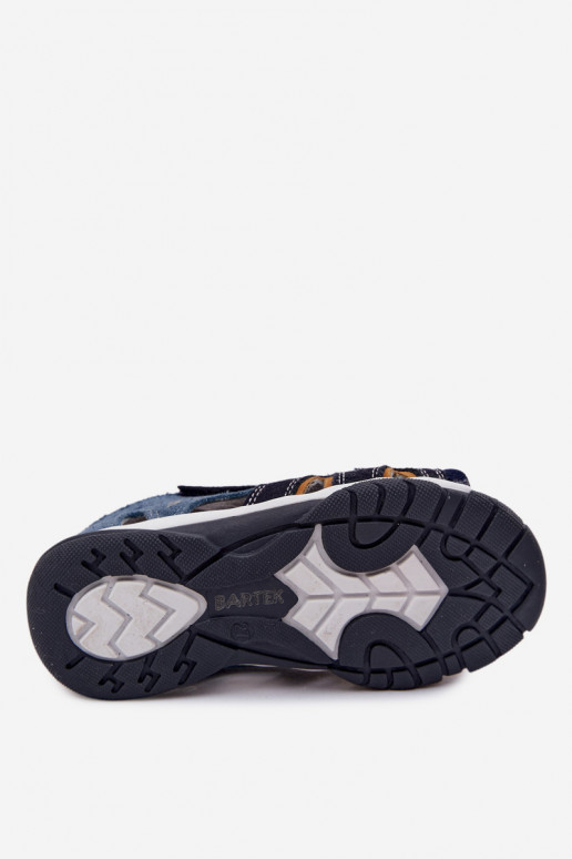 Leather Sandals for Boys Bartek 84413-68 Navy Blue